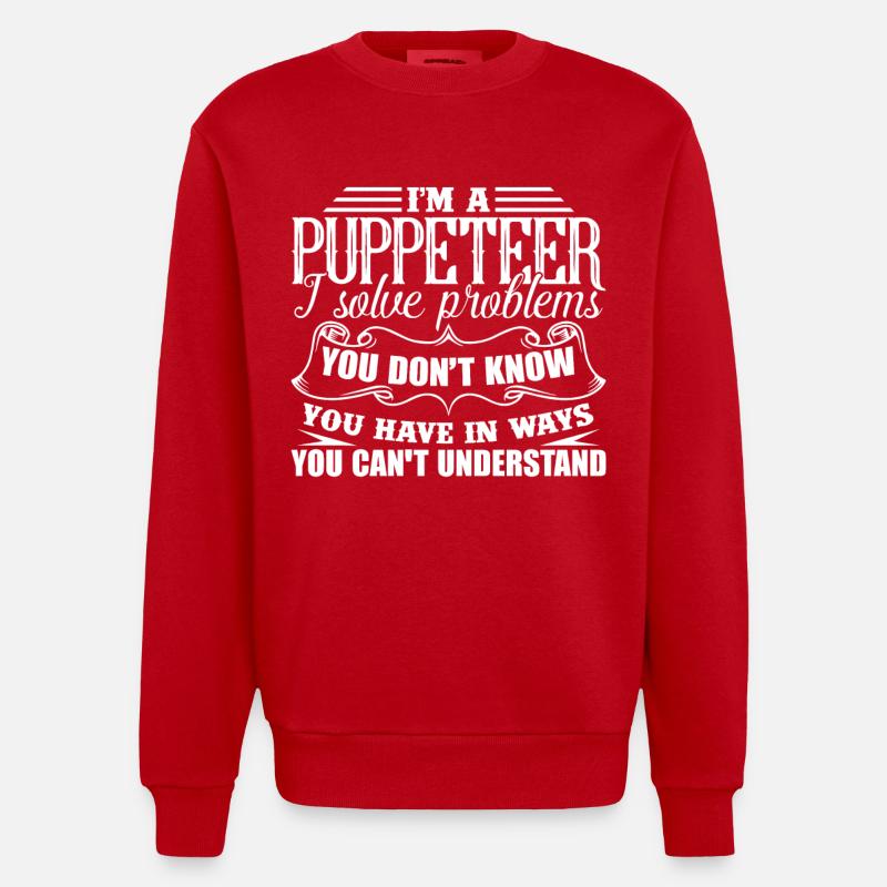 Puppeteer Solves Problems - Heavyweight Oversized Organic Crew Neck Made in EU - red