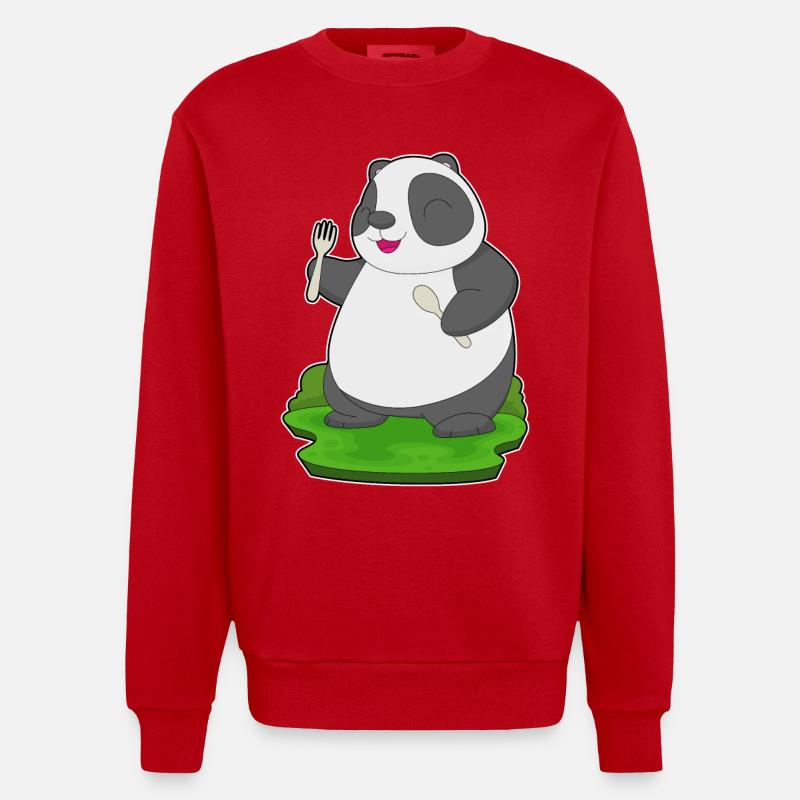 Fourchette cuillère panda - Sweat bio épais oversize fabriqué en UE - rouge
