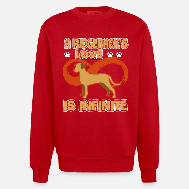 Rhodesian Ridgeback Love - Heavyweight Oversized Organic Crew Neck Made in EU - red