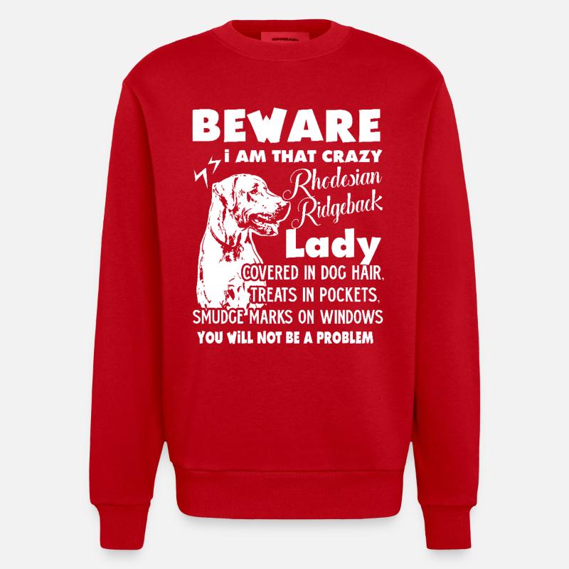 Rhodesian Ridgeback Lady - Heavyweight Oversized Organic Crew Neck Made in EU - red