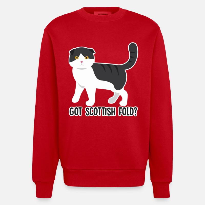 Got Scottish Fold Cat - Heavyweight Oversized Organic Crew Neck Made in EU - red