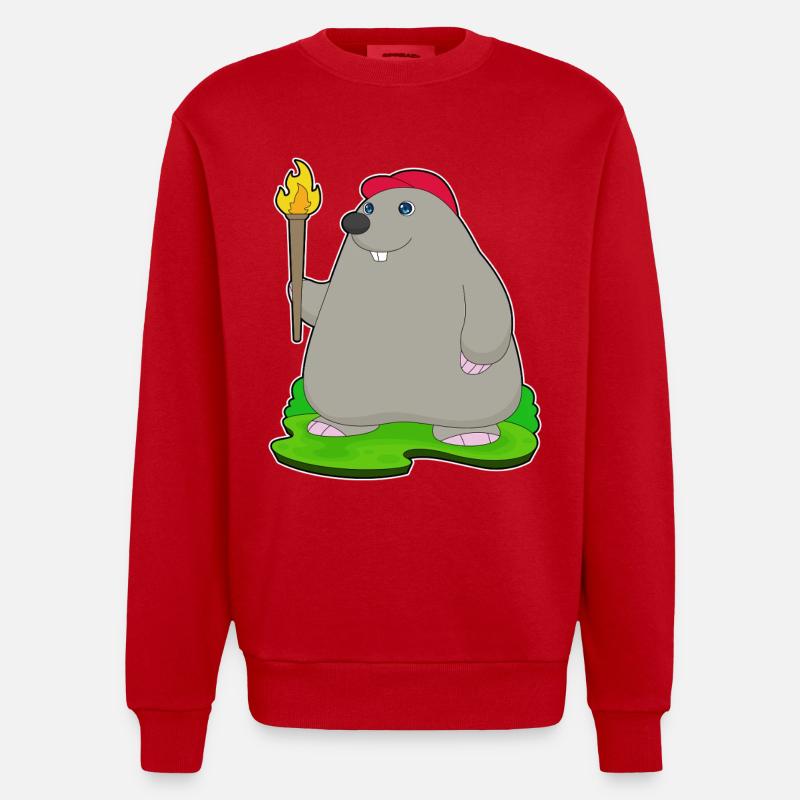 Mole Torch - Heavyweight Oversized Organic Crew Neck Made in EU - red