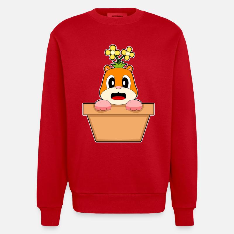 Fleur de hamster - Sweat bio épais oversize fabriqué en UE - rouge