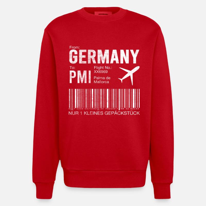 Billet d’avion Palma - Sweat bio épais oversize fabriqué en UE - rouge