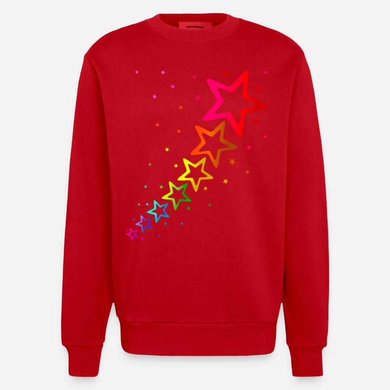 bunte Sterne Regenbogenfarben - Heavyweight Oversized Organic Crew Neck Made in EU - Rot