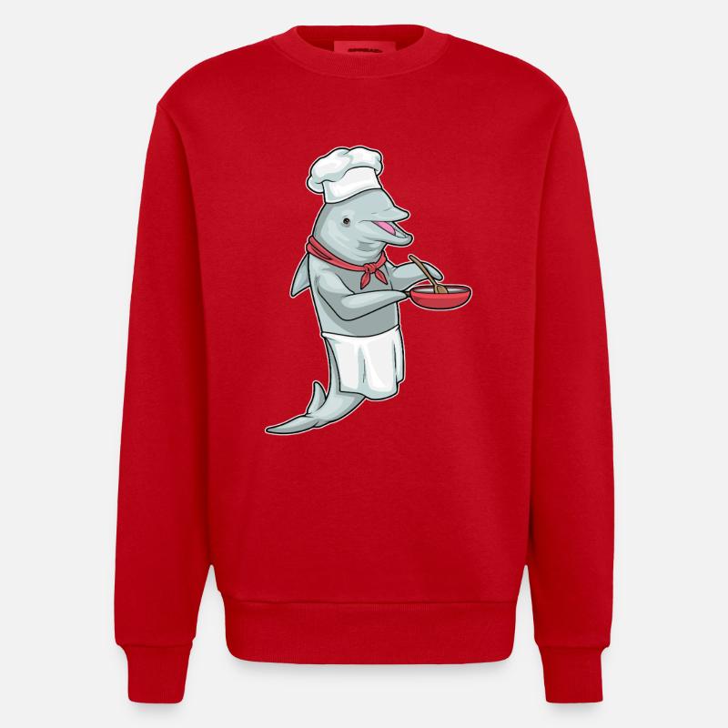 Cuisson à la poêle Dolphin - Sweat bio épais oversize fabriqué en UE - rouge