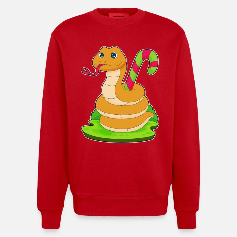 Canne de bonbon serpent - Sweat bio épais oversize fabriqué en UE - rouge