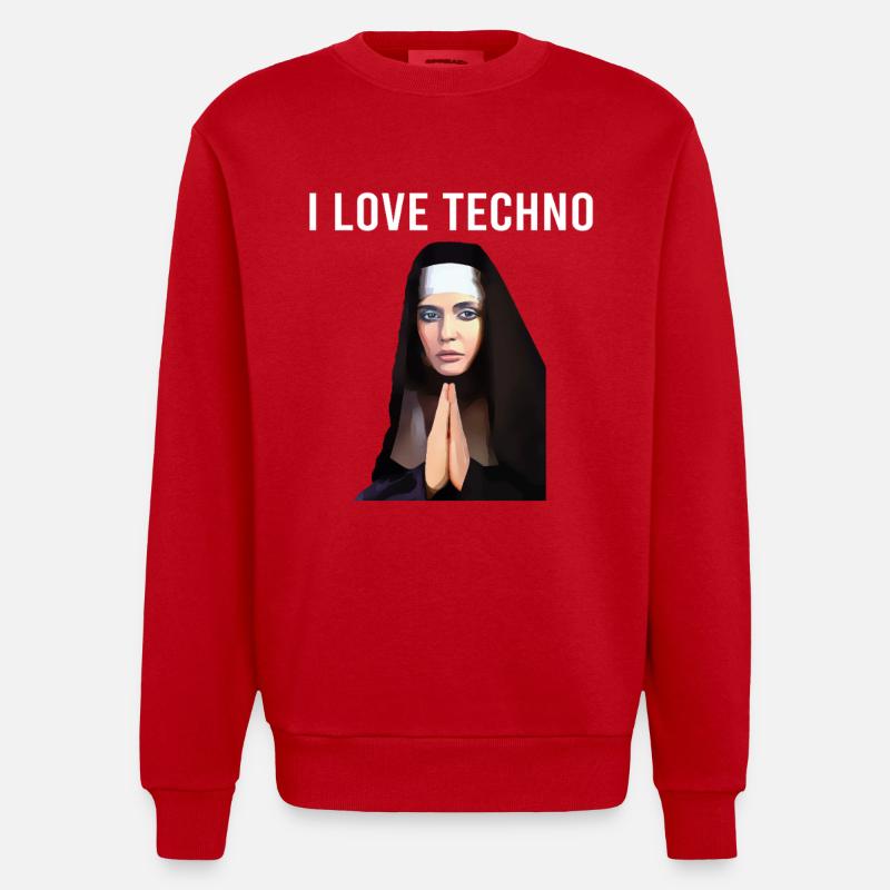 J’adore Techno Nun - Sweat bio épais oversize fabriqué en UE - rouge