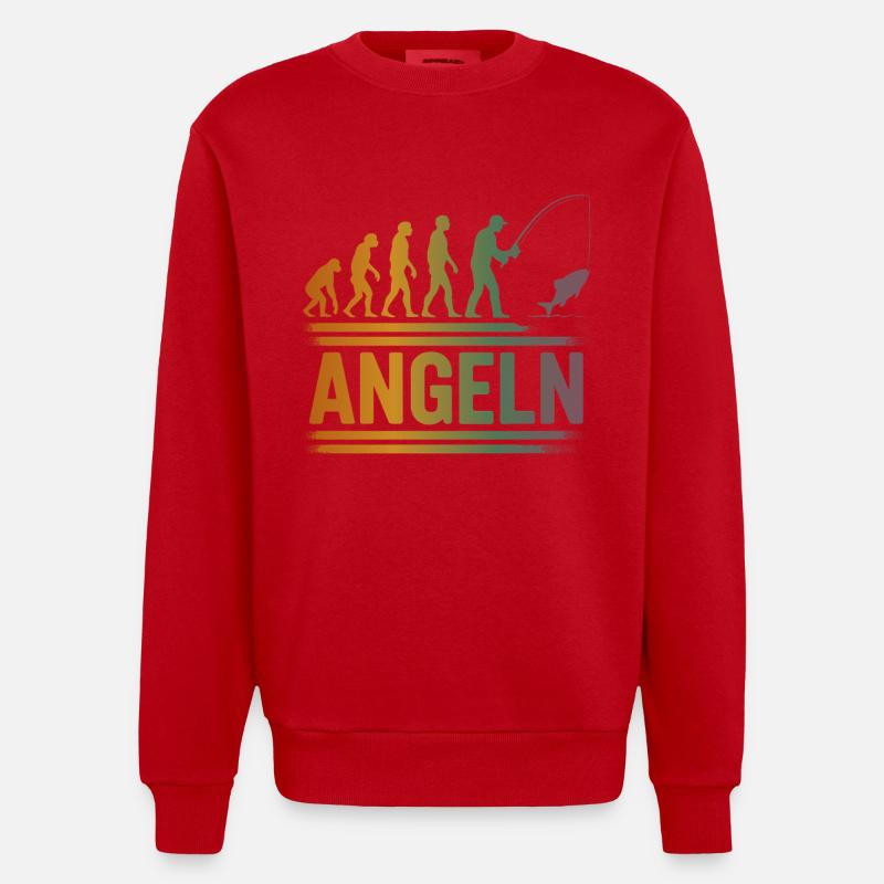 Evolution zum Angler - Heavyweight Oversized Organic Crew Neck Made in EU - Rot