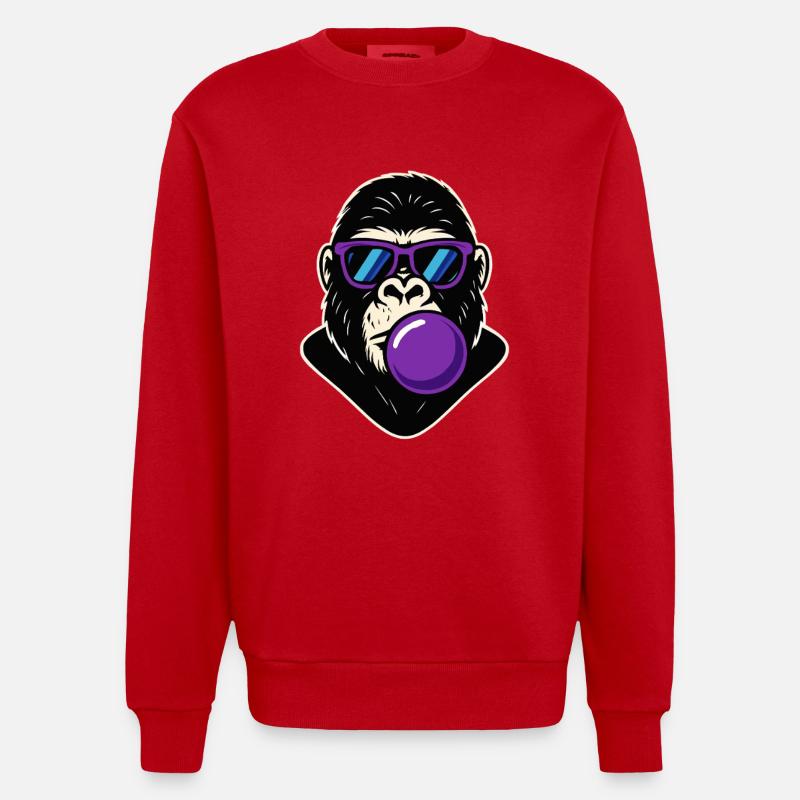 Bubble Gorilla - Heavyweight Oversized Organic Crew Neck Made in EU - Rot