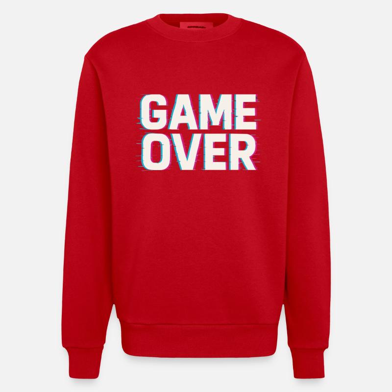 Game Over – Effet Glitch - Sweat bio épais oversize fabriqué en UE - rouge