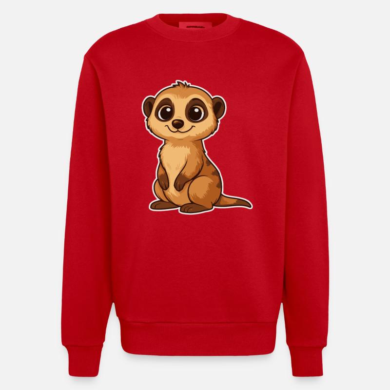 Mignon suricate dessin animé - Sweat bio épais oversize fabriqué en UE - rouge