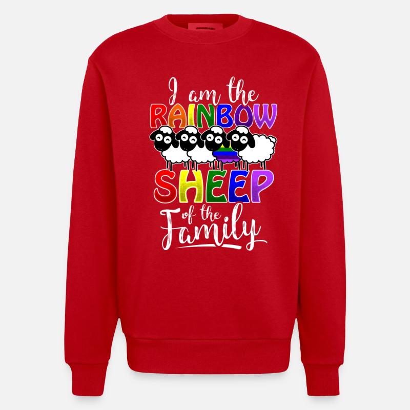 Rainbow Sheep - Gay Pride - Heavyweight Oversized Organic Crew Neck Made in EU - red