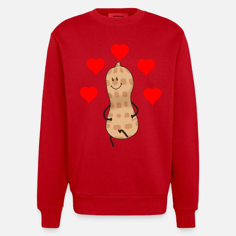 Herzlich Erdnuss Nuss Geschenkidee Valentin - Heavyweight Oversized Organic Crew Neck Made in EU - Rot