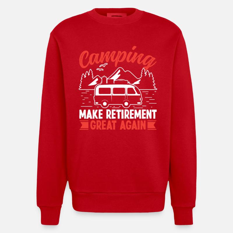 Camping make Retirement great again - Heavyweight Oversized Organic Crew Neck Made in EU - red