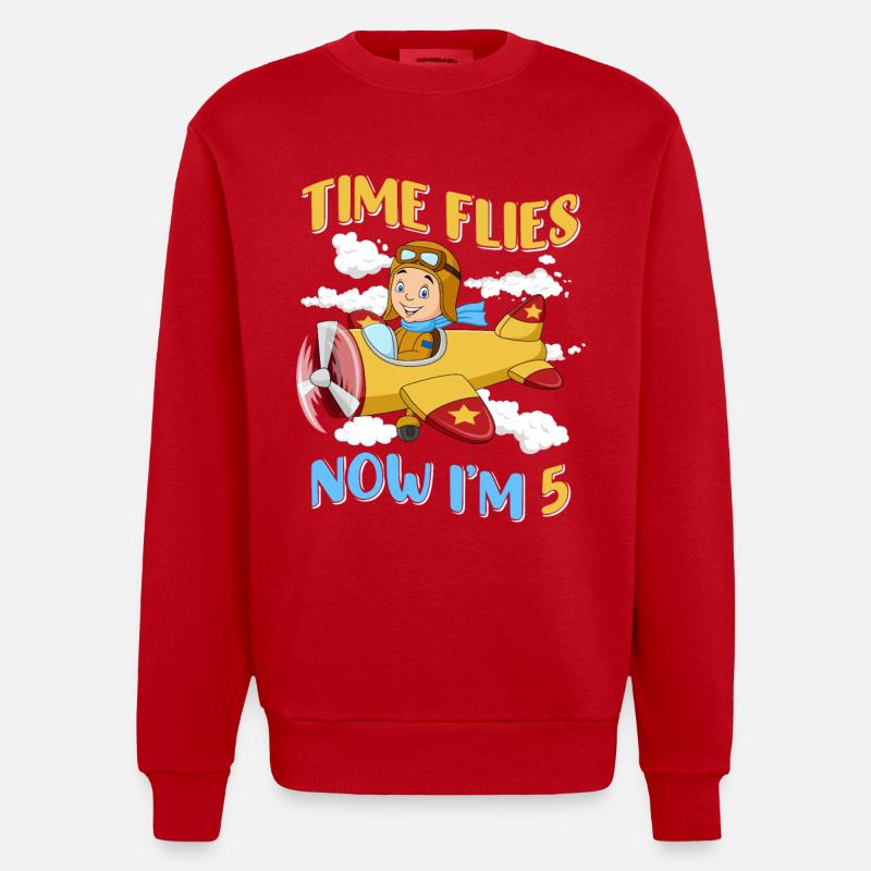 Now i'm 5 - Heavyweight Oversized Organic Crew Neck Made in EU - red