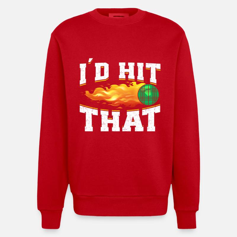 Funny Bocce Game - Heavyweight Oversized Organic Crew Neck Made in EU - red