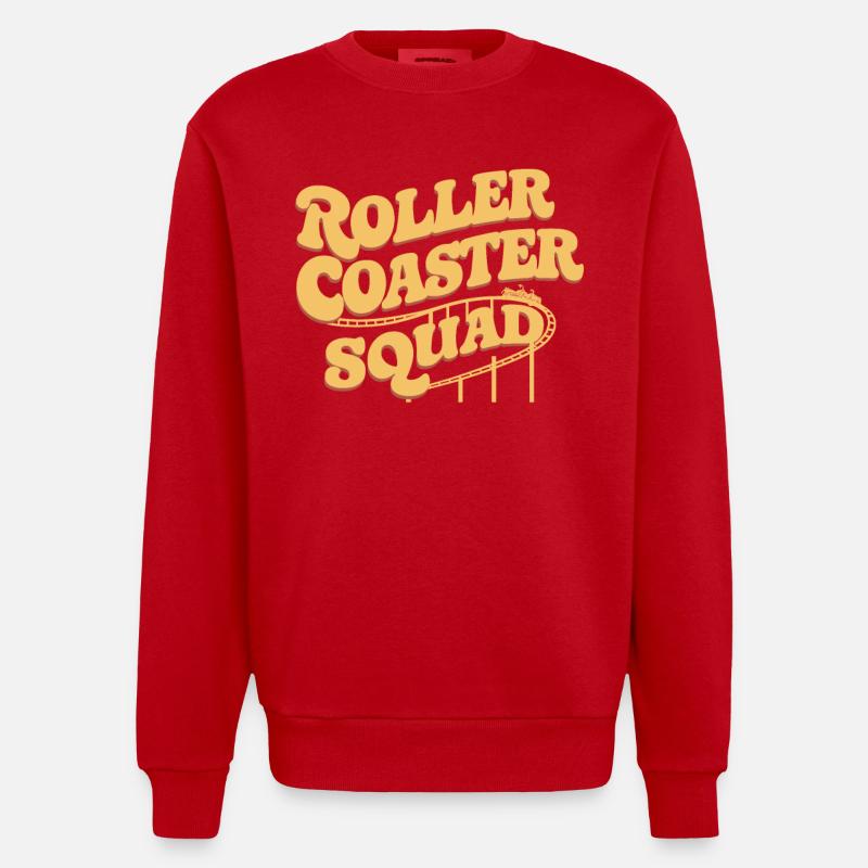 Roller Coaster Squad Achterbahn Fans - Sweat bio épais oversize fabriqué en UE - rouge