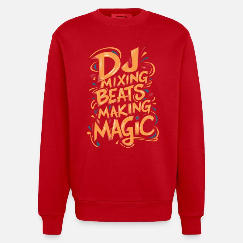 DJ Mixing Beats Making Magic - Heavyweight Oversized Organic Crew Neck Made in EU - Rot