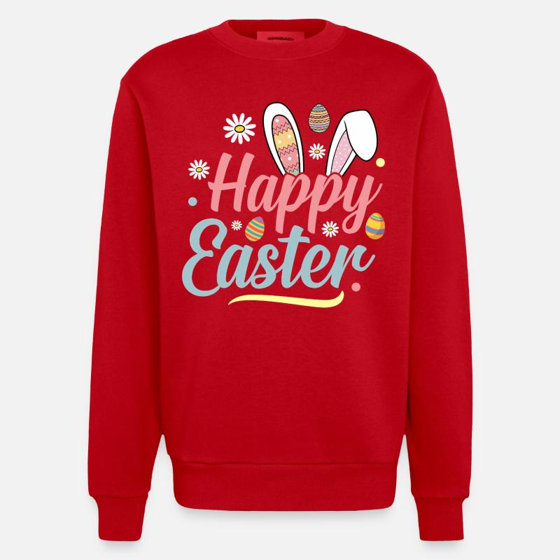 Joyeuses Pâques - Sweat bio épais oversize fabriqué en UE - rouge