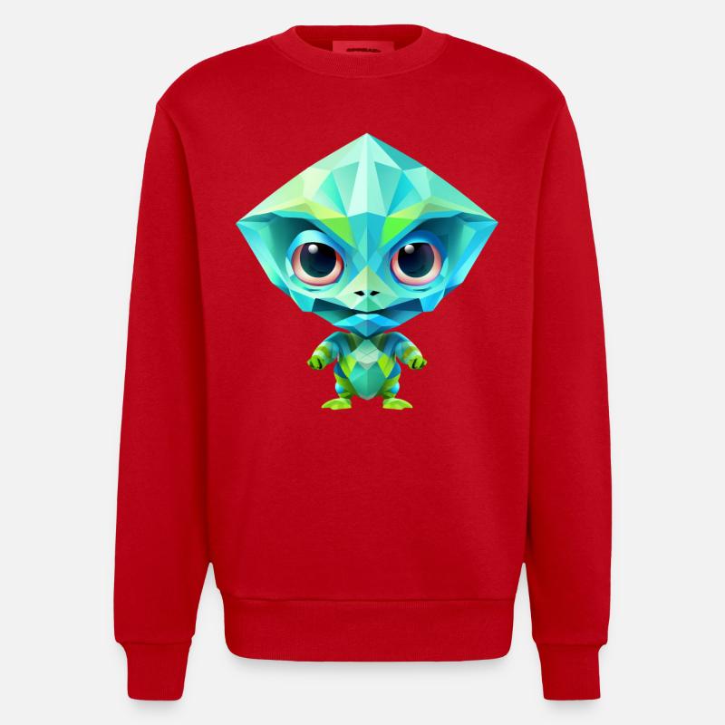 Polygone vert extraterrestre extraterrestre - Sweat bio épais oversize fabriqué en UE - rouge