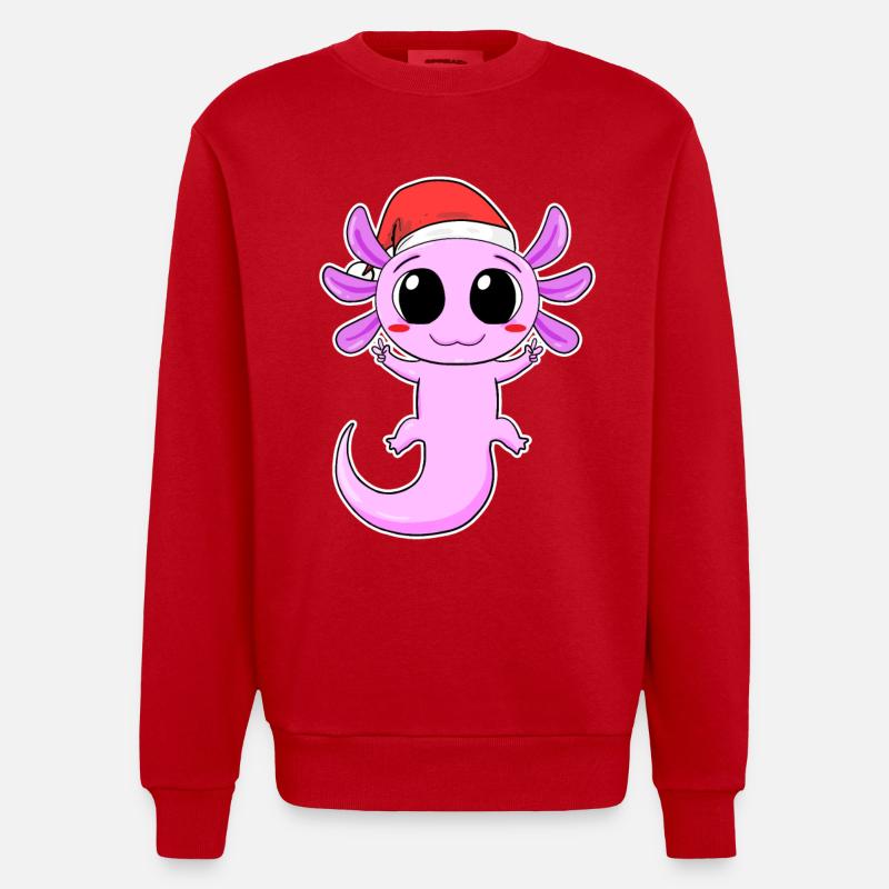 Axolotl Noël - Sweat bio épais oversize fabriqué en UE - rouge