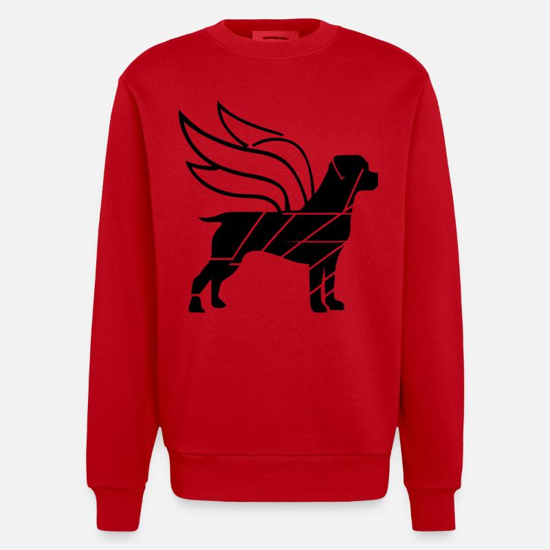 Rottweiler Ange avec Ailes Silhouette - Sweat bio épais oversize fabriqué en UE - rouge
