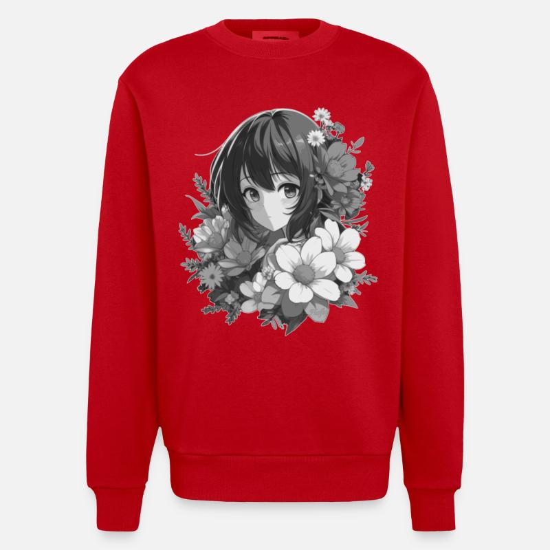 Mädchen mit Blumen 🌸 - 2 - Heavyweight Oversized Organic Crew Neck Made in EU - Rot