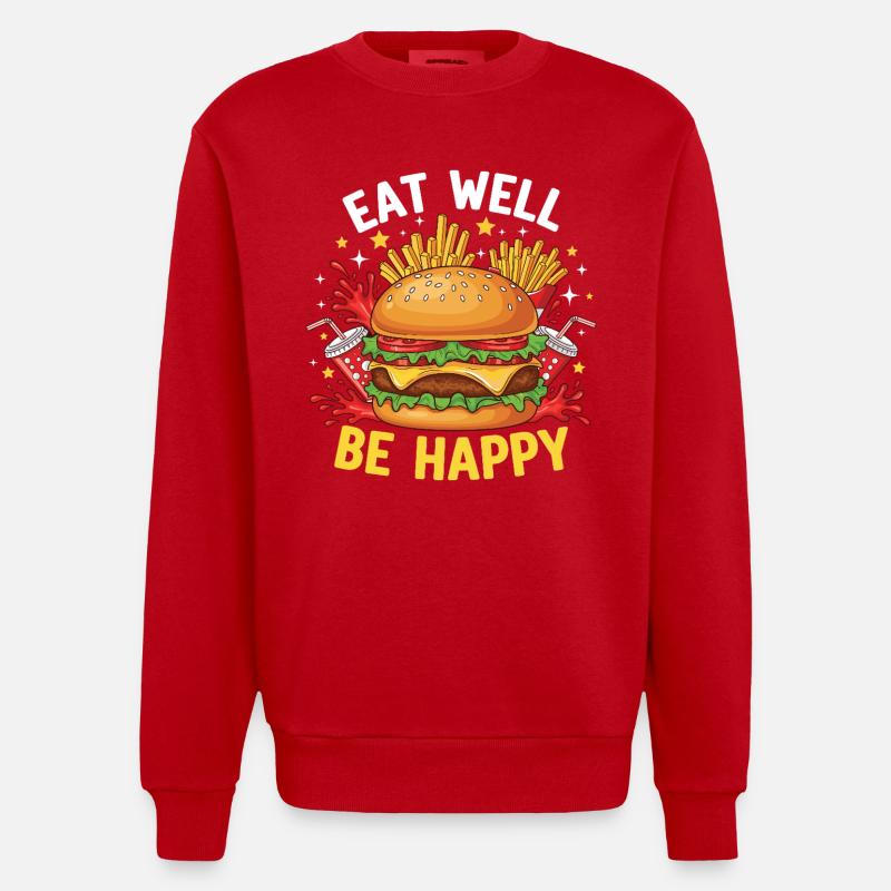 Hamburger Burger - Heavyweight Oversized Organic Crew Neck Made in EU - Rot
