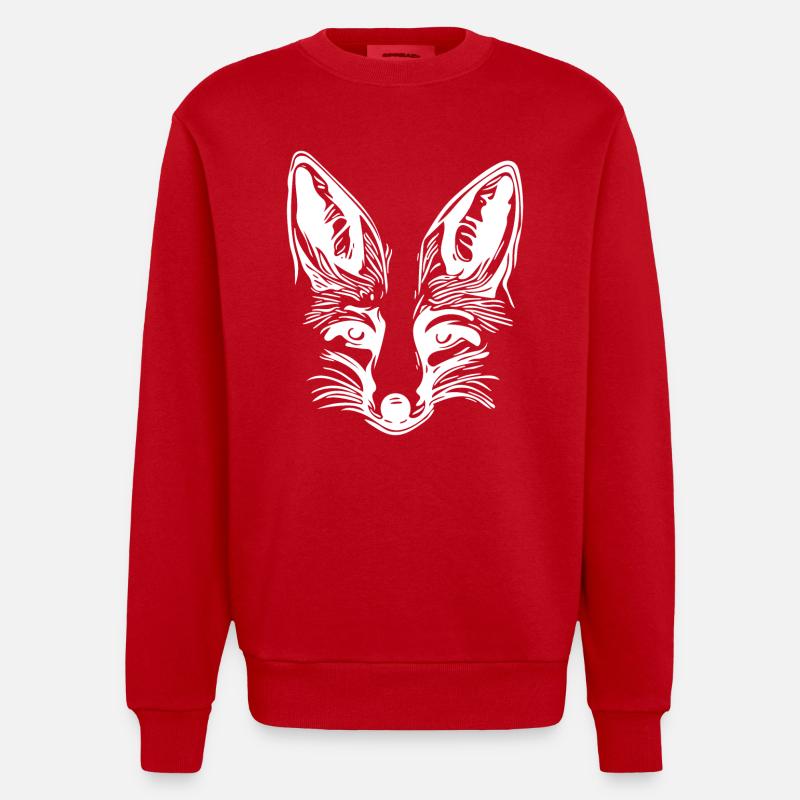 Dessin de renard mignon - Sweat bio épais oversize fabriqué en UE - rouge