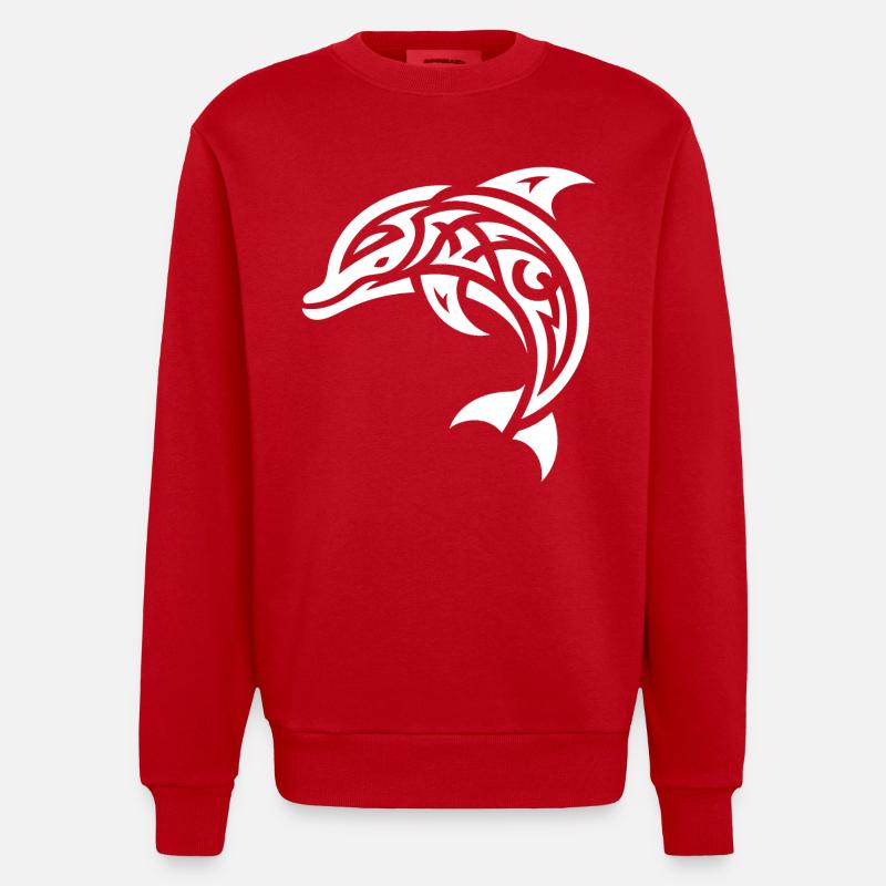 Saut Petit Bébé Tatouage Dauphin - Sweat bio épais oversize fabriqué en UE - rouge