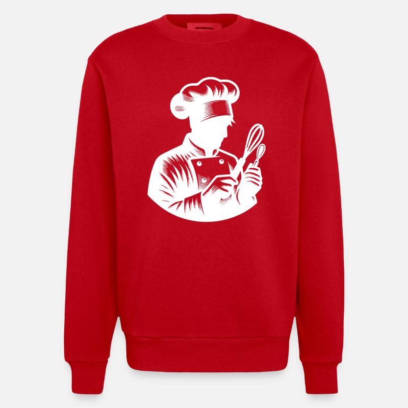 Bäcker Silhouette Portrait - Heavyweight Oversized Organic Crew Neck Made in EU - Rot