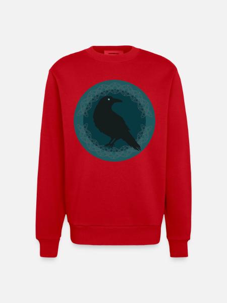 Raven Celtic - Heavyweight Oversized Organic Crew Neck Made in EU - red