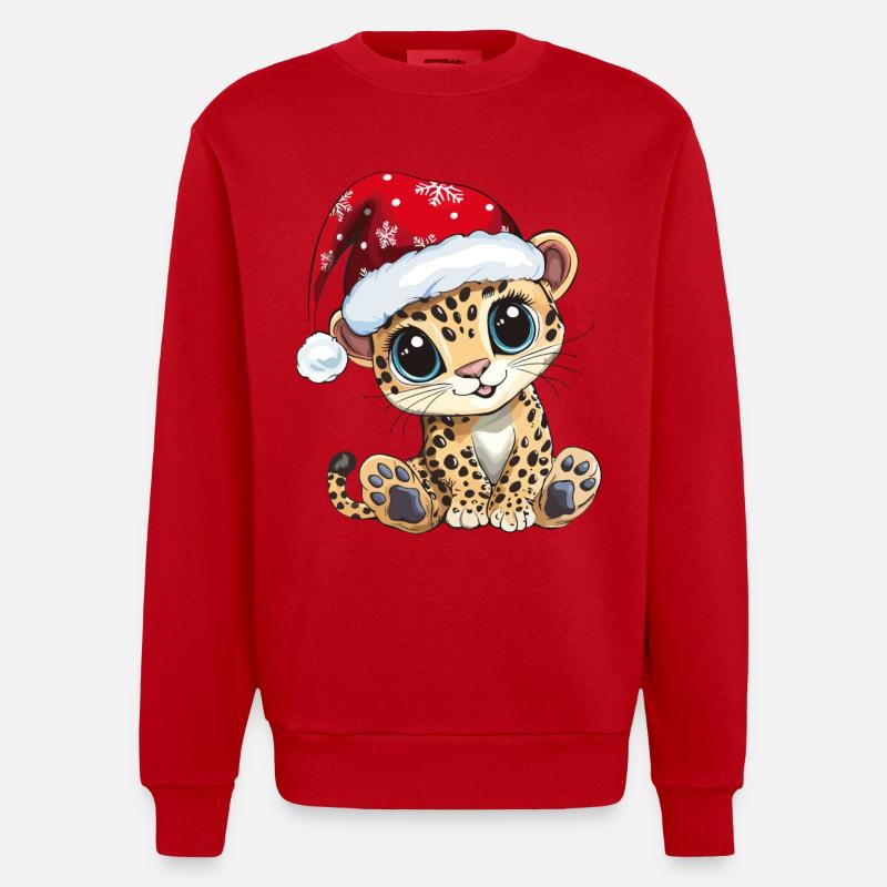 Léopard Noël Mignon Noël mignon - Sweat bio épais oversize fabriqué en UE - rouge