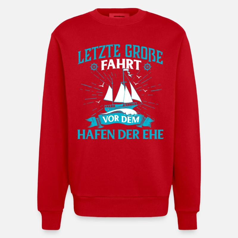 Junggesellenabschied Ehe Junggeselle - Heavyweight Oversized Organic Crew Neck Made in EU - Rot