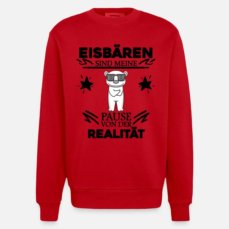 Eisbär Polarbär Bär - Heavyweight Oversized Organic Crew Neck Made in EU - Rot