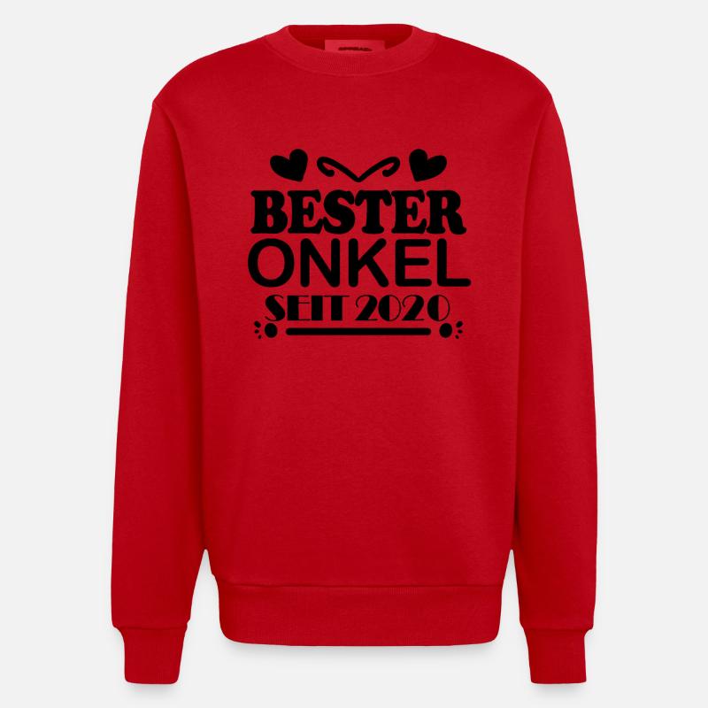 Bester Onkel seit 2020 - Heavyweight Oversized Organic Crew Neck Made in EU - Rot