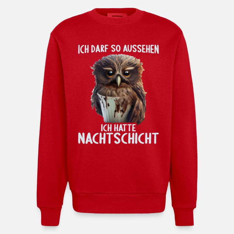 Nachtschicht Dienst Krankenschwester Pflegekraft - Heavyweight Oversized Organic Crew Neck Made in EU - Rot