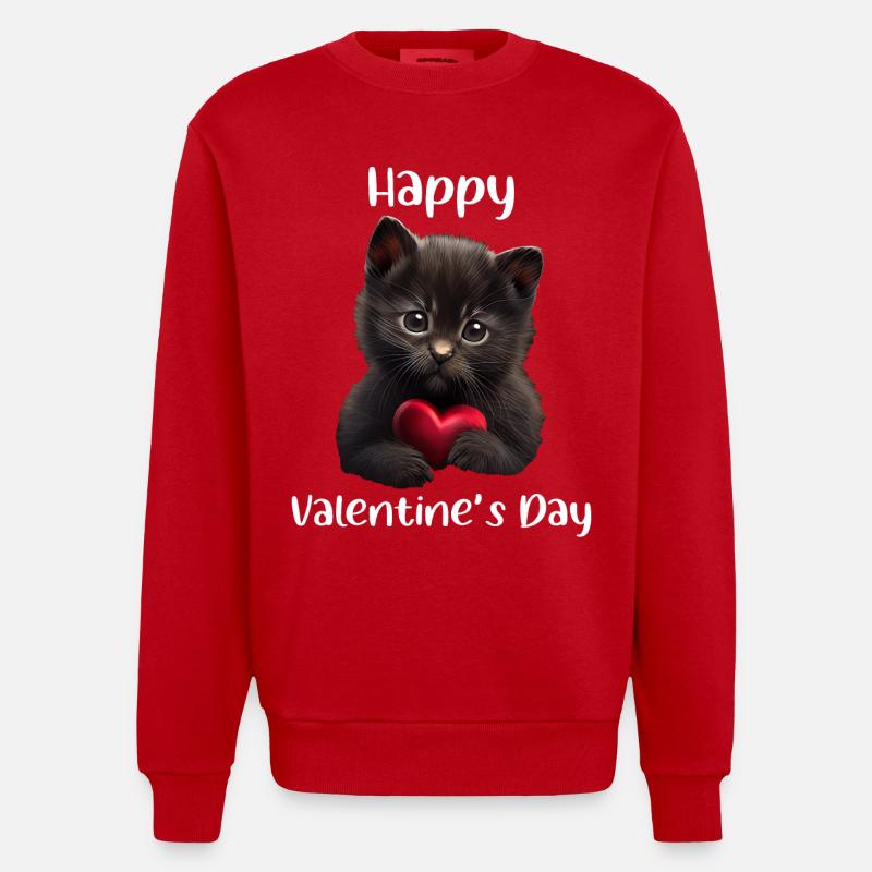 Chat de la Saint-Valentin - Sweat bio épais oversize fabriqué en UE - rouge