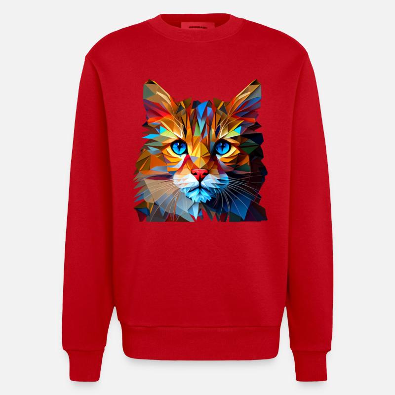 Chaton Chaton Chat Polygone Chat - Sweat bio épais oversize fabriqué en UE - rouge