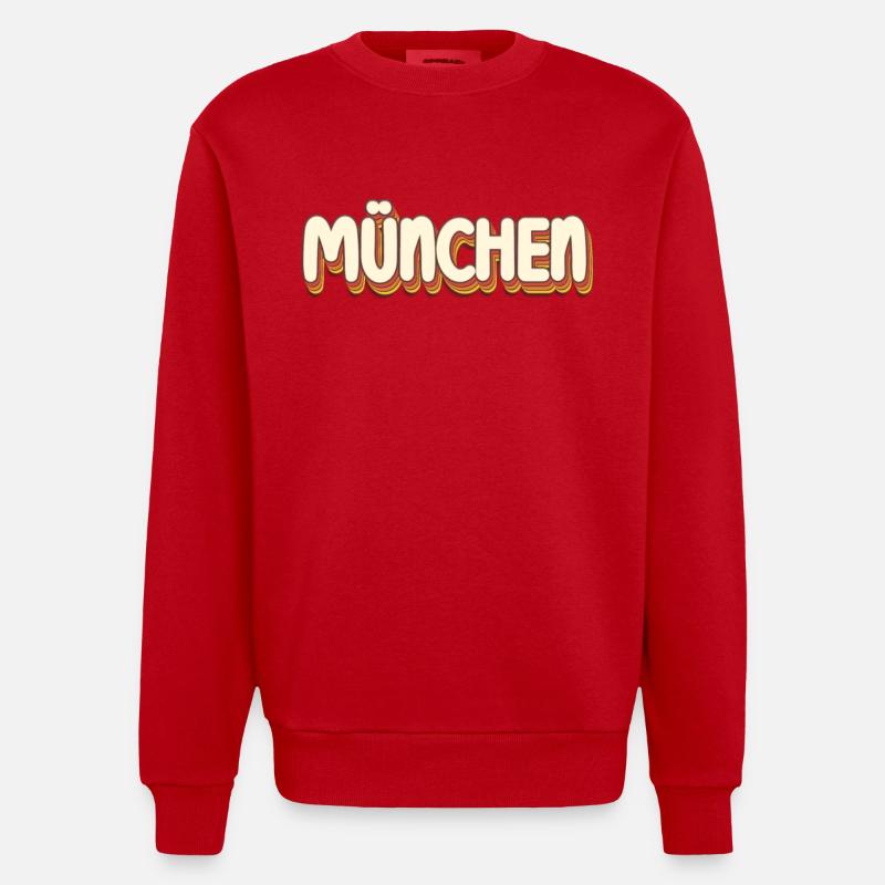 Münchnerin Münchner München - Heavyweight Oversized Organic Crew Neck Made in EU - Rot