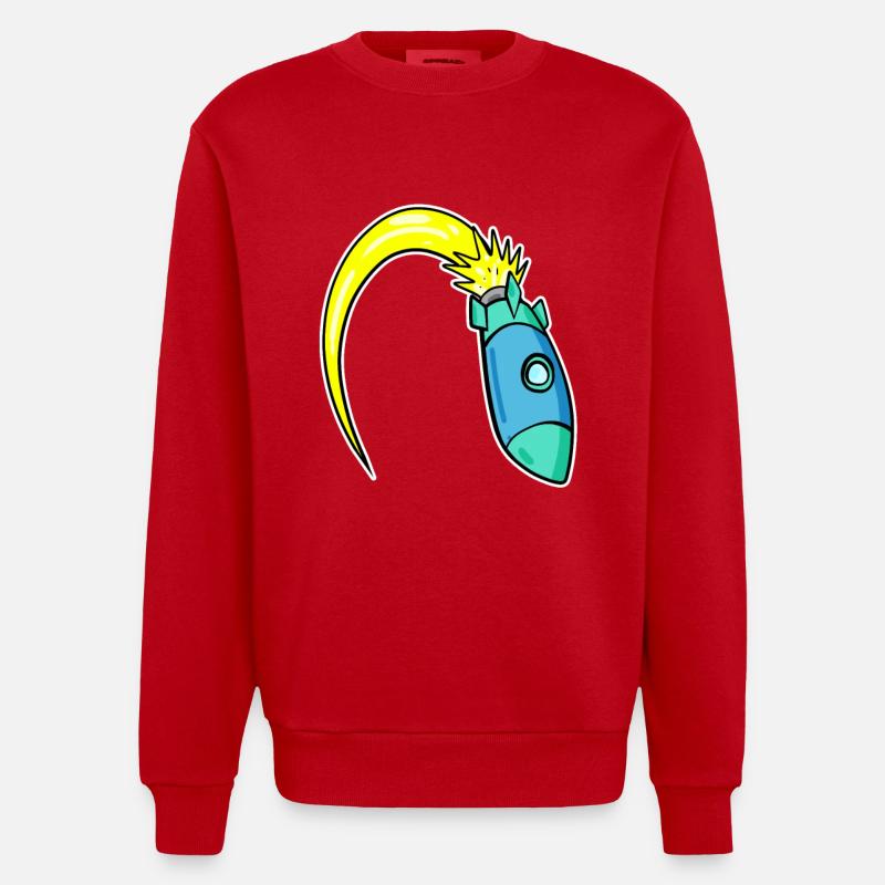 Rakete - Heavyweight Oversized Organic Crew Neck Made in EU - Rot