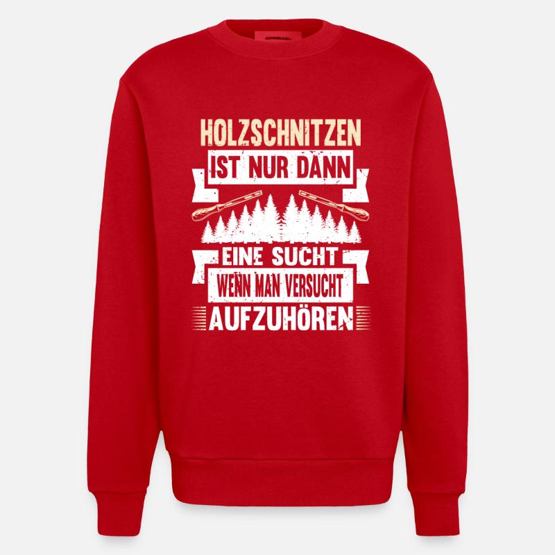 Zimmermann Schreiner Holz - Heavyweight Oversized Organic Crew Neck Made in EU - Rot