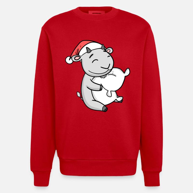 Chèvre Mignon Fatigué Noël - Sweat bio épais oversize fabriqué en UE - rouge