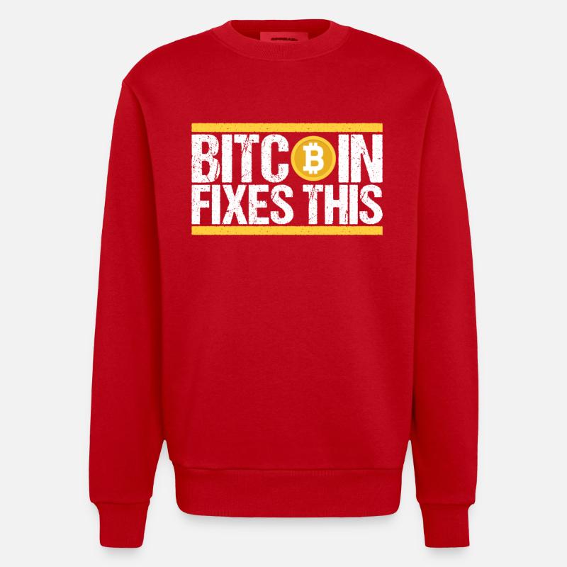 Bitcoin résout ce problème - Sweat bio épais oversize fabriqué en UE - rouge