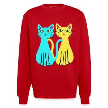 Ukraine Hauskatzen Katze Tierfreund Tierschutz - Heavyweight Oversized Organic Crew Neck Made in EU - Rot - Vorne - AI Model Female 172 light (172cm) & AI Model Male 178 light (178cm)