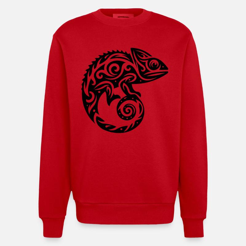 Écailleux Creeper Déguisement caméléon tatouage - Sweat bio épais oversize fabriqué en UE - rouge
