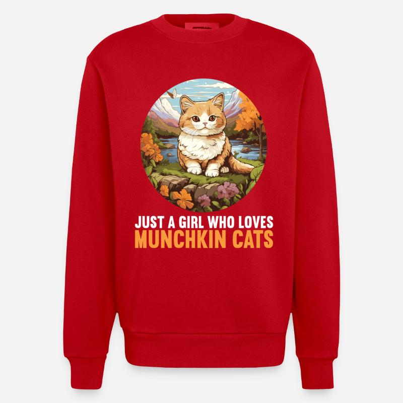 Munchkin Chaton Munchkin Chat - Sweat bio épais oversize fabriqué en UE - rouge