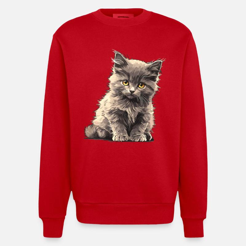 Chaton Nebelung Chat Nebelung - Sweat bio épais oversize fabriqué en UE - rouge