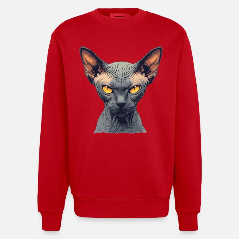 Sphynx Kätzchen Sphynx Katze - Heavyweight Oversized Organic Crew Neck Made in EU - Rot